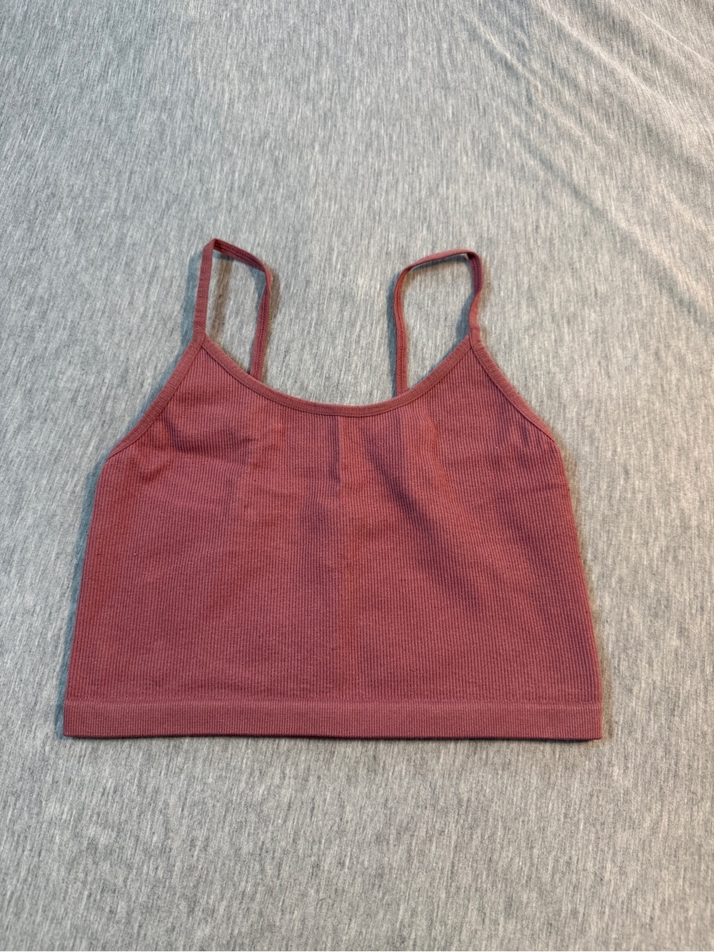 Bozzolo Dusty Rose Ribbed Spaghetti-Strap Crop Bralette